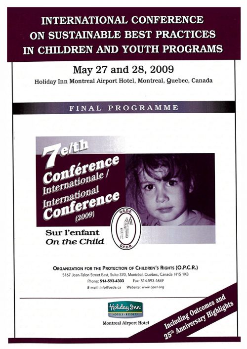 7th International Conference – sustainable best practices in children and youth programs